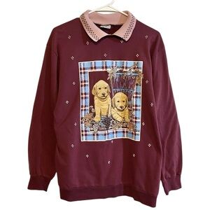 Vintage 90s Bobbie Brooks Grandma Golden Retriever Sweater